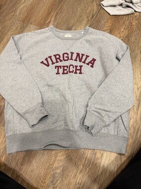 League Gray Crewneck Sweatshirt with Maroon Virginia Tech Lettering